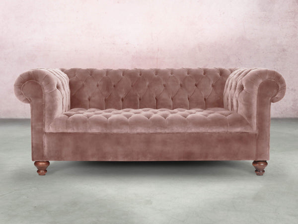 Elsa 3 Seat Chesterfield Sofa In Dusky Pink Vintage Velvet