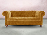 Elsa 3 Seat Chesterfield Sofa In Gold Vintage Velvet