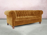 Elsa 3 Seat Chesterfield Sofa In Gold Vintage Velvet