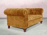 Elsa 3 Seat Chesterfield Sofa In Gold Vintage Velvet