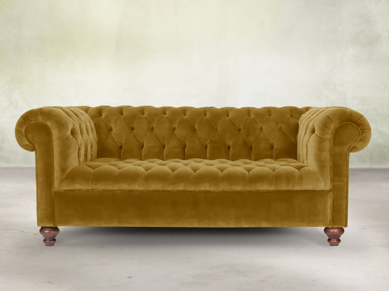 Elsa 3 Seat Chesterfield Sofa In Golden Lush Velvet