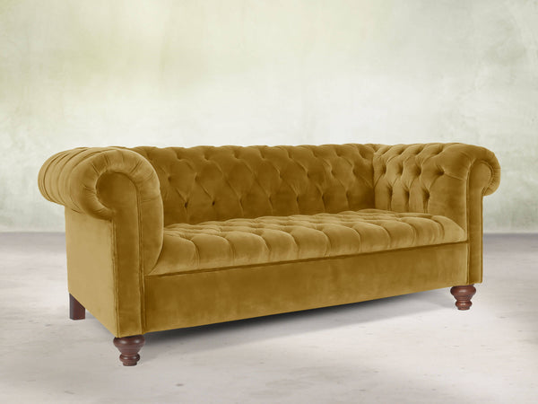 Elsa 3 Seat Chesterfield Sofa In Golden Lush Velvet