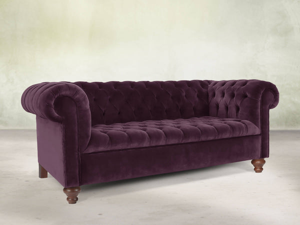 Elsa 3 Seat Chesterfield Sofa In Grape Lush Velvet