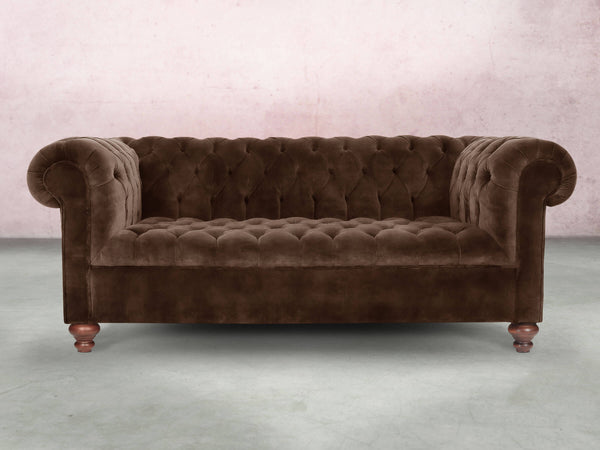 Elsa 3 Seat Chesterfield Sofa In Hickory Vintage Velvet