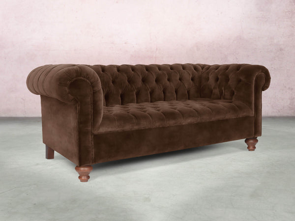 Elsa 3 Seat Chesterfield Sofa In Hickory Vintage Velvet