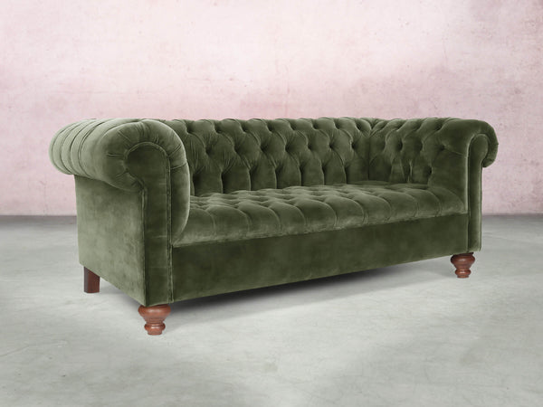 Elsa 3 Seat Chesterfield Sofa In Jade Vintage Velvet