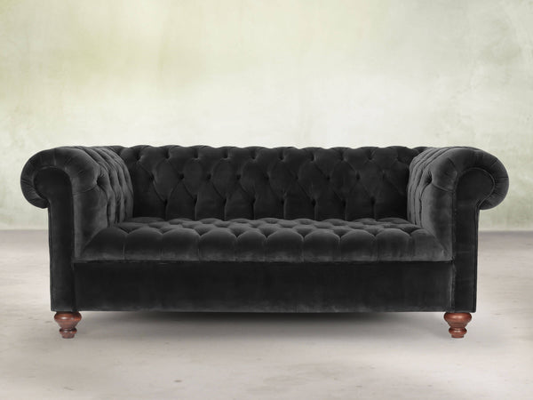 Elsa 3 Seat Chesterfield Sofa In Jet Black Lush Velvet