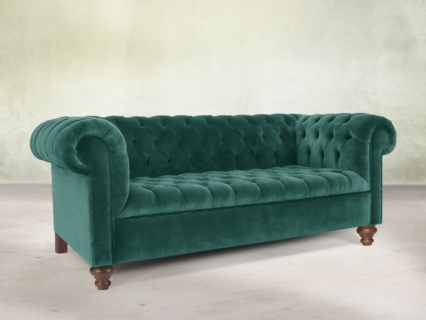 Elsa 3 Seat Chesterfield Sofa In Kingfisher Lush Velvet