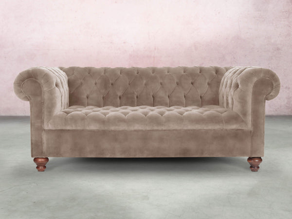 Elsa 3 Seat Chesterfield Sofa In Mocha Vintage Velvet