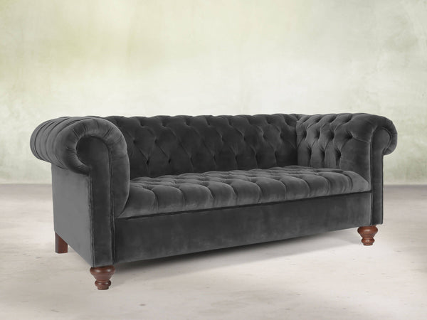 Elsa 3 Seat Chesterfield Sofa In Nickel Lush Velvet