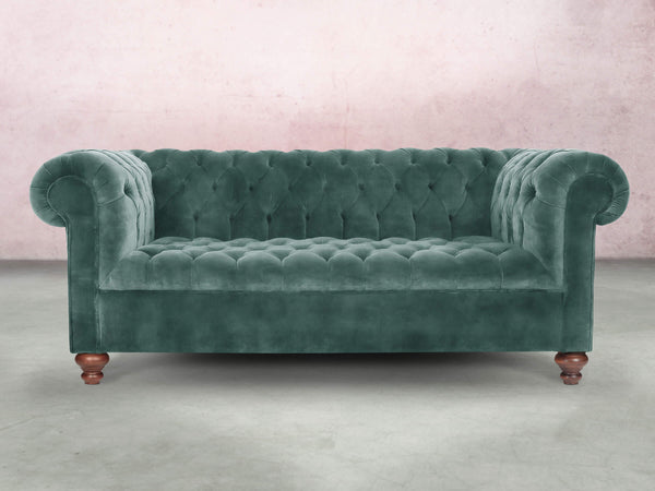 Elsa 3 Seat Chesterfield Sofa In Ocean Storm Vintage Velvet