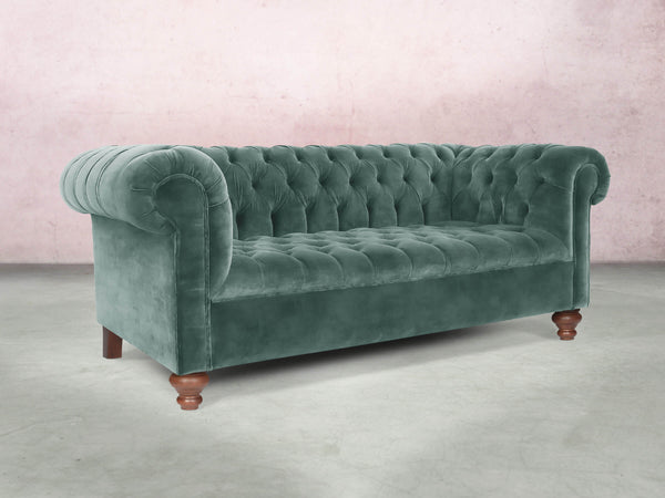 Elsa 3 Seat Chesterfield Sofa In Ocean Storm Vintage Velvet