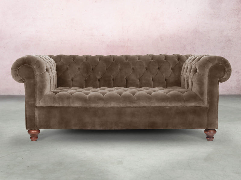 Elsa 3 Seat Chesterfield Sofa In Otter Vintage Velvet