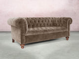 Elsa 3 Seat Chesterfield Sofa In Otter Vintage Velvet