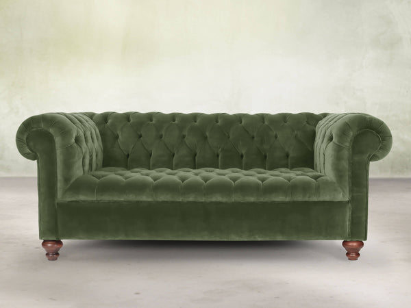 Elsa 3 Seat Chesterfield Sofa In Pine Lush Velvet