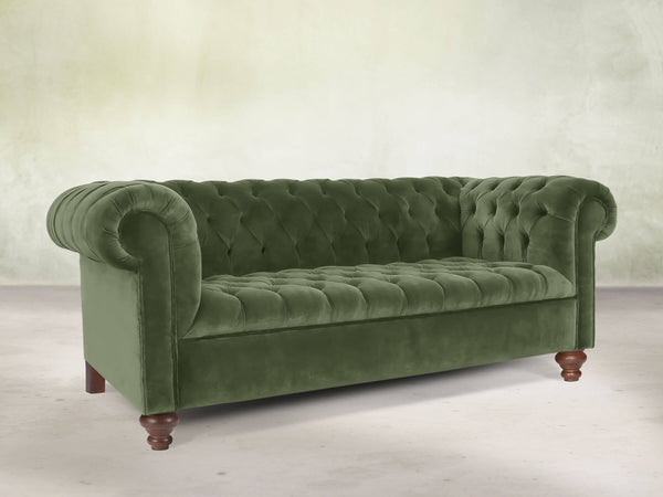 Elsa 3 Seat Chesterfield Sofa In Pine Lush Velvet