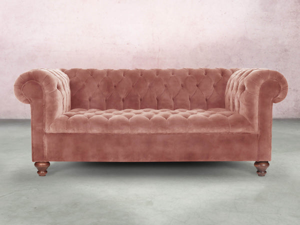 Elsa 3 Seat Chesterfield Sofa In Pink Blush Vintage Velvet