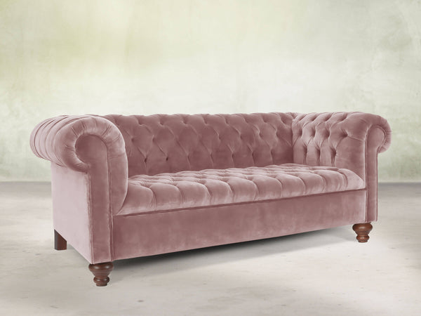 Elsa 3 Seat Chesterfield Sofa In Pink Lush Velvet