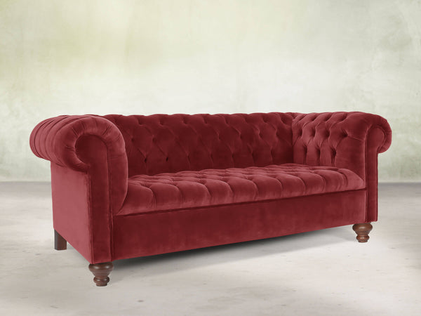 Elsa 3 Seat Chesterfield Sofa In Red Lush Velvet