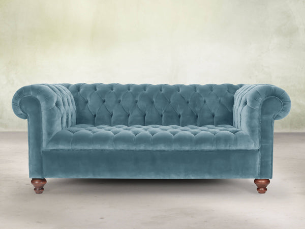 Elsa 3 Seat Chesterfield Sofa In Sky Lush Velvet