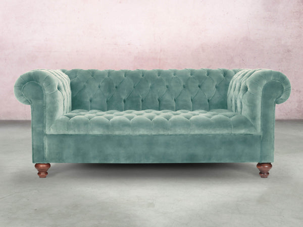 Elsa 3 Seat Chesterfield Sofa In Summer Mist Vintage Velvet