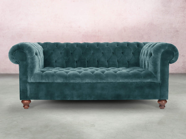 Elsa 3 Seat Chesterfield Sofa In Teal Vintage Velvet