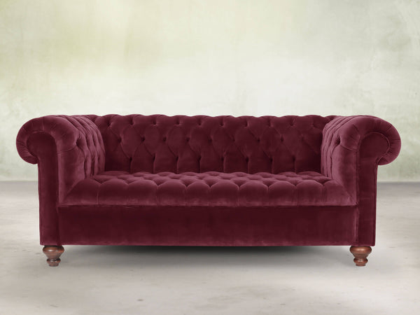 Elsa 3 Seat Chesterfield Sofa In Wine Lush Velvet