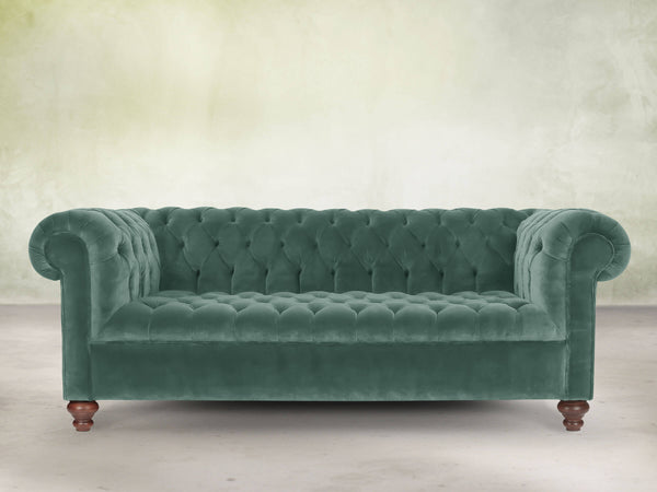 Elsa Bigger 3 Seat Chesterfield Sofa In Aqua Lush Velvet