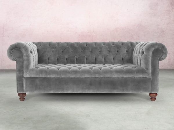 Elsa Bigger 3 Seat Chesterfield Sofa In Dove Vintage Velvet