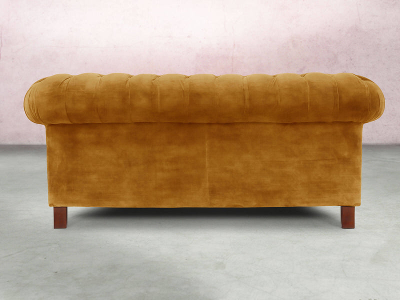 Elsa Bigger 3 Seat Chesterfield Sofa In Gold Vintage Velvet