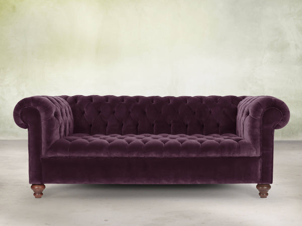 Elsa Bigger 3 Seat Chesterfield Sofa In Grape Lush Velvet