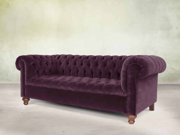 Elsa Bigger 3 Seat Chesterfield Sofa In Grape Lush Velvet