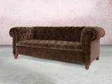 Elsa Bigger 3 Seat Chesterfield Sofa In Hickory Vintage Velvet