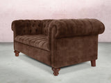 Elsa Bigger 3 Seat Chesterfield Sofa In Hickory Vintage Velvet