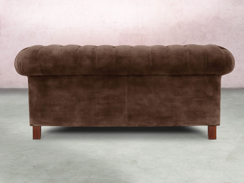 Elsa Bigger 3 Seat Chesterfield Sofa In Hickory Vintage Velvet