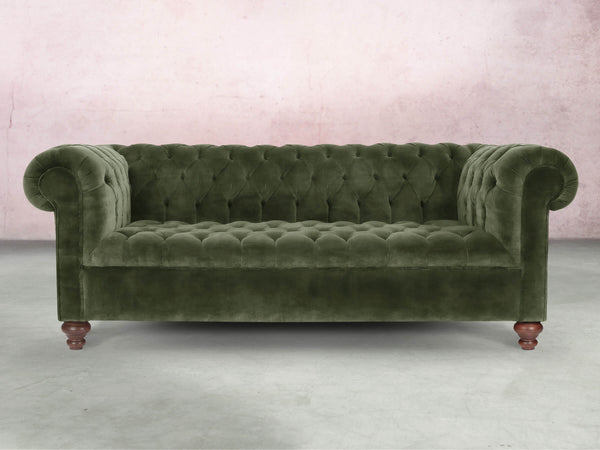 Elsa Bigger 3 Seat Chesterfield Sofa In Jade Vintage Velvet