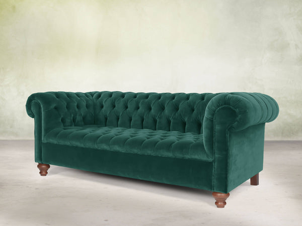 Elsa Bigger 3 Seat Chesterfield Sofa In Kingfisher Lush Velvet