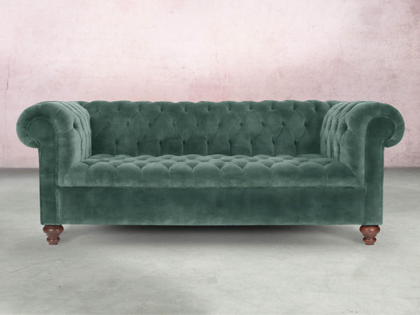 Elsa Bigger 3 Seat Chesterfield Sofa In Ocean Storm Vintage Velvet