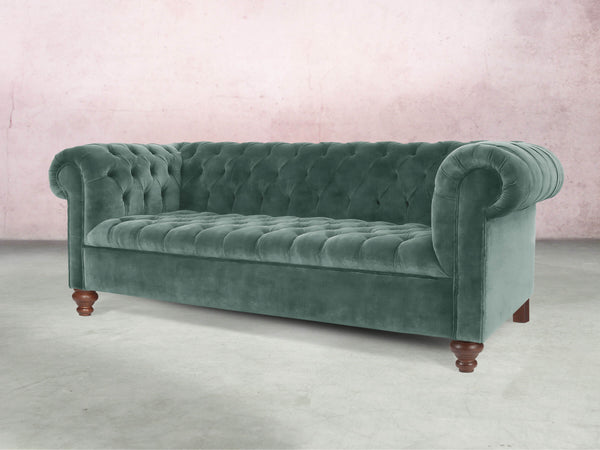 Elsa Bigger 3 Seat Chesterfield Sofa In Ocean Storm Vintage Velvet