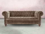 Elsa Bigger 3 Seat Chesterfield Sofa In Otter Vintage Velvet