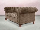 Elsa Bigger 3 Seat Chesterfield Sofa In Otter Vintage Velvet