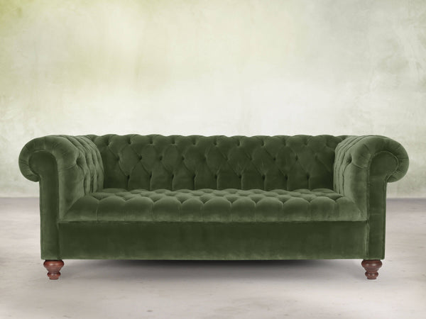 Elsa Bigger 3 Seat Chesterfield Sofa In Pine Lush Velvet