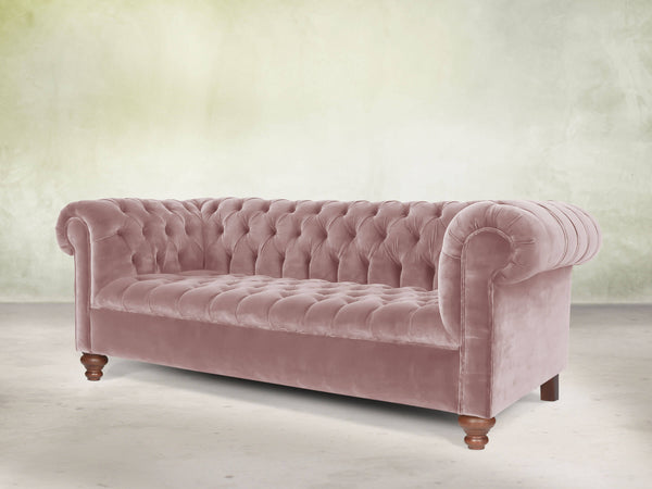 Elsa Bigger 3 Seat Chesterfield Sofa In Pink Lush Velvet