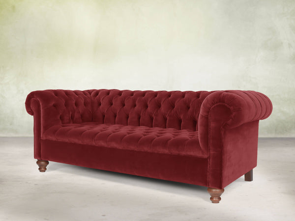 Elsa Bigger 3 Seat Chesterfield Sofa In Red Lush Velvet