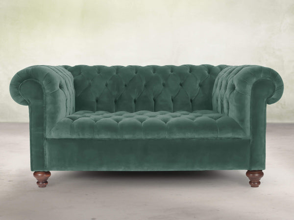 Elsa Snug 2 Seat Chesterfield Sofa In Aqua Lush Velvet