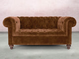 Elsa Snug 2 Seat Chesterfield Sofa In Burnt Umber Vintage Velvet