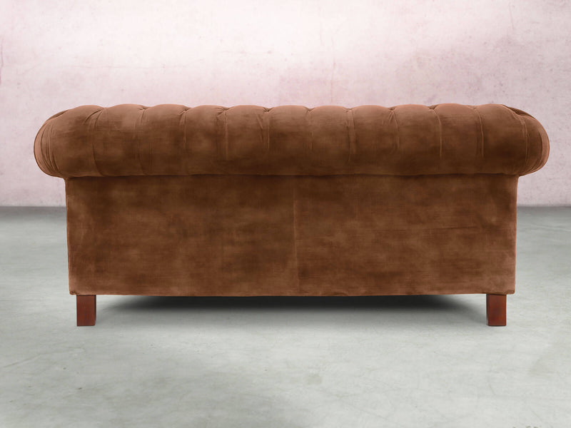 Elsa Snug 2 Seat Chesterfield Sofa In Burnt Umber Vintage Velvet