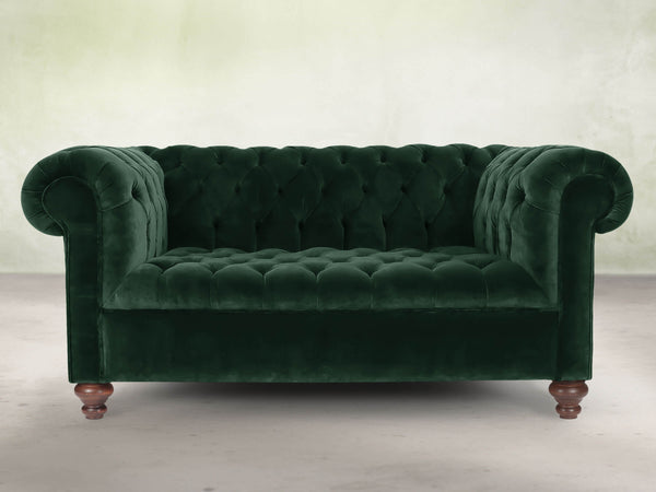 Elsa Snug 2 Seat Chesterfield Sofa In Dark Green Lush Velvet