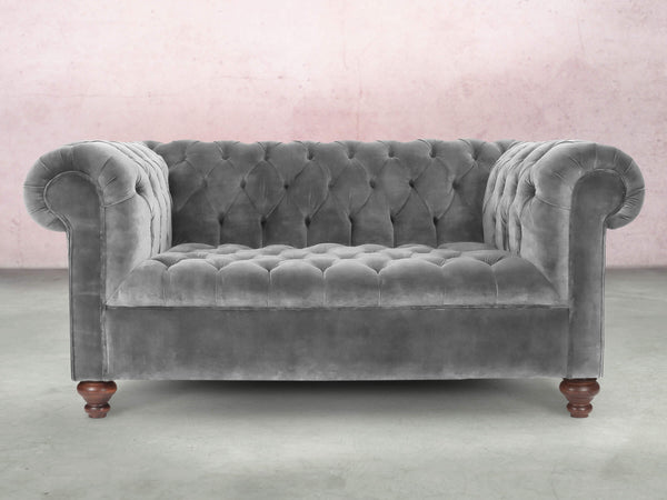 Elsa Snug 2 Seat Chesterfield Sofa In Dove Vintage Velvet