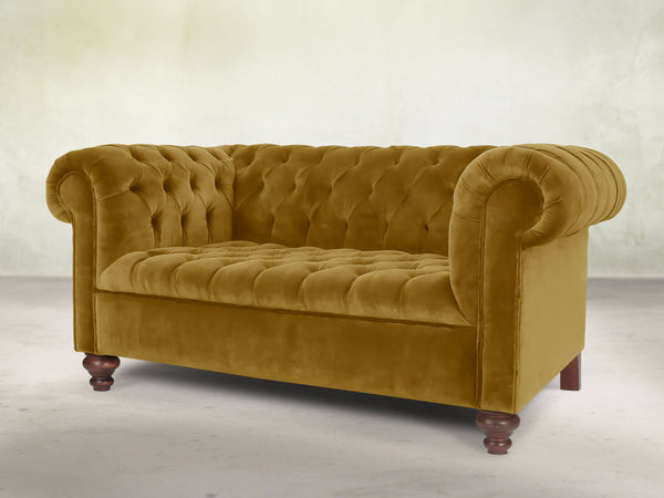 Elsa Snug 2 Seat Chesterfield Sofa In Golden Lush Velvet